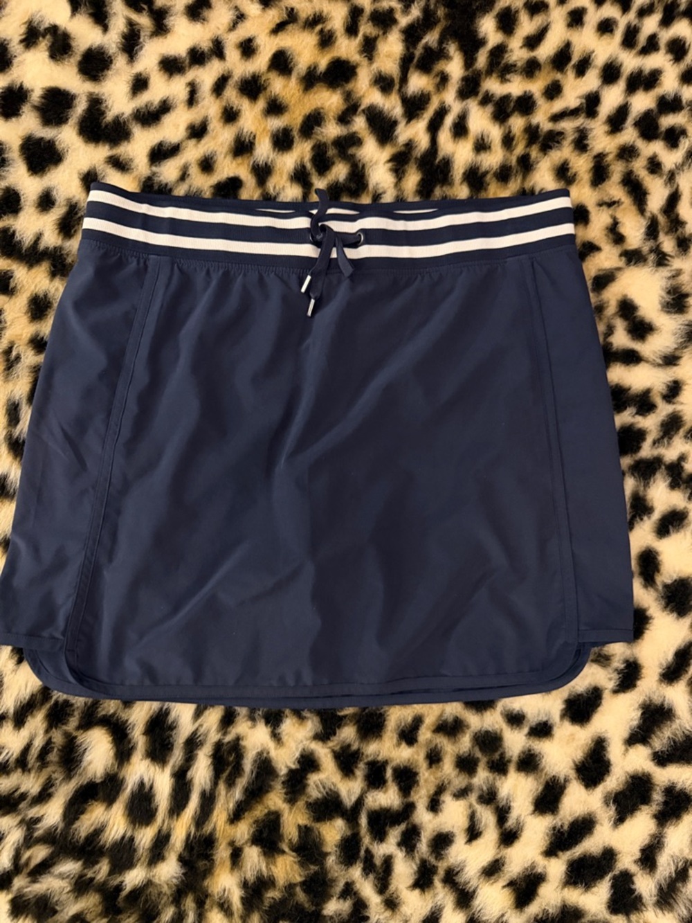 Athleta Navy Skort with Striped Drawstring Waist